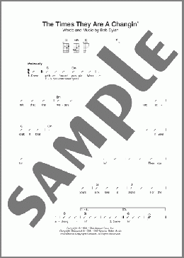 The Times They Are A-Changin'(Bob Dylan) 楽譜 ウクレレ（弾き語り）