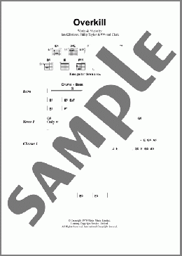 Overkill(Metallica) 楽譜 ギター（コード） ダウンロード