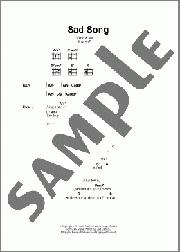 Sad Song(Oasis) 楽譜 ギター（コード）