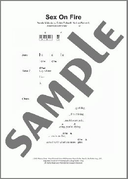 Sex On Fire(Kings Of Leon) 楽譜 ピアノ（歌詞 & コード）