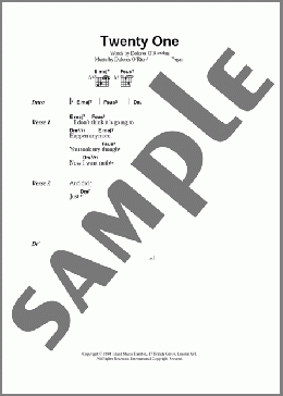 Twenty One(The Cranberries) 楽譜 ギター（コード） ダウンロード