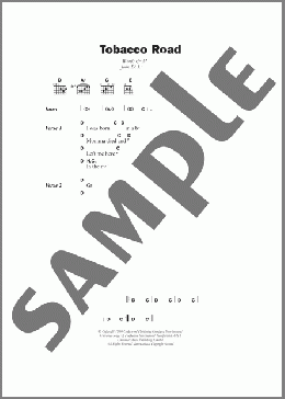 Tobacco Road(The Nashville Teens) 楽譜 ギター（コード） ダウンロード