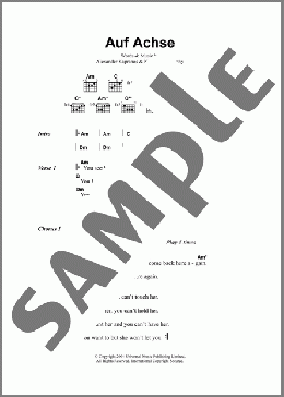 Auf Achse(Franz Ferdinand) 楽譜 ギター（コード）