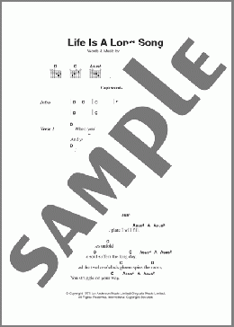 Life Is A Long Song(Jethro Tull) 楽譜 ギター（コード）