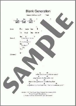 Blank Generation(Richard Hell & The Voidnoids) 楽譜 ギター（コード） ダウンロード