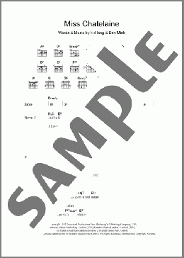 Miss Chatelaine(k.d. lang) 楽譜 ギター（コード） ダウンロード