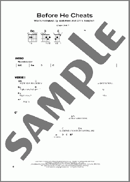 Before He Cheats(Carrie Underwood) 楽譜 その他 ダウンロード